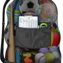 BROTOU Heavy Duty Soccer Ball Net Bag(100L Extra Large Capacity 10-12Balls), Drawstring Mesh Ball Bag with Zipper Pocket, Sports Equipment Storage Organizer Hold for Gym, Beach, Cloth, Swimming Gears (40*30 inches, Black-1pc-Thickened Upgrade)