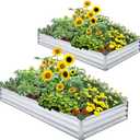 Mofesun Galvanized Raised Garden Bed 2pcs Pack - Metal Raised Bed Garden Kit 4'x8'x1' for Flower Planters, Vegetables Herb