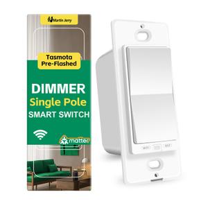 Homekit Matter Smart dimmer Switch by Martin Jerry | Tasmota pre-flashed on ESP32 chip, Single Pole, White 1 Pack