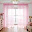 PHILEASY Window Sheer Pink Curtains 45 Inches Long 2 Panels Pink Sheer Curtains Sheer Curtain Clear Transparent Basic Rod Pocket Panel 15 Colors 10 Size for Bedroom Living Room Yard Kitchen