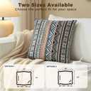 ZERALIVEN Boho Throw Pillow Covers 18x18 Set of 2 - Cotton Linen Decorative Pillows for Couch, Rustic Farmhouse Cushion Covers for Living Room Bed Sofa, Soft Holiday Accent Decor, Sky Bloom