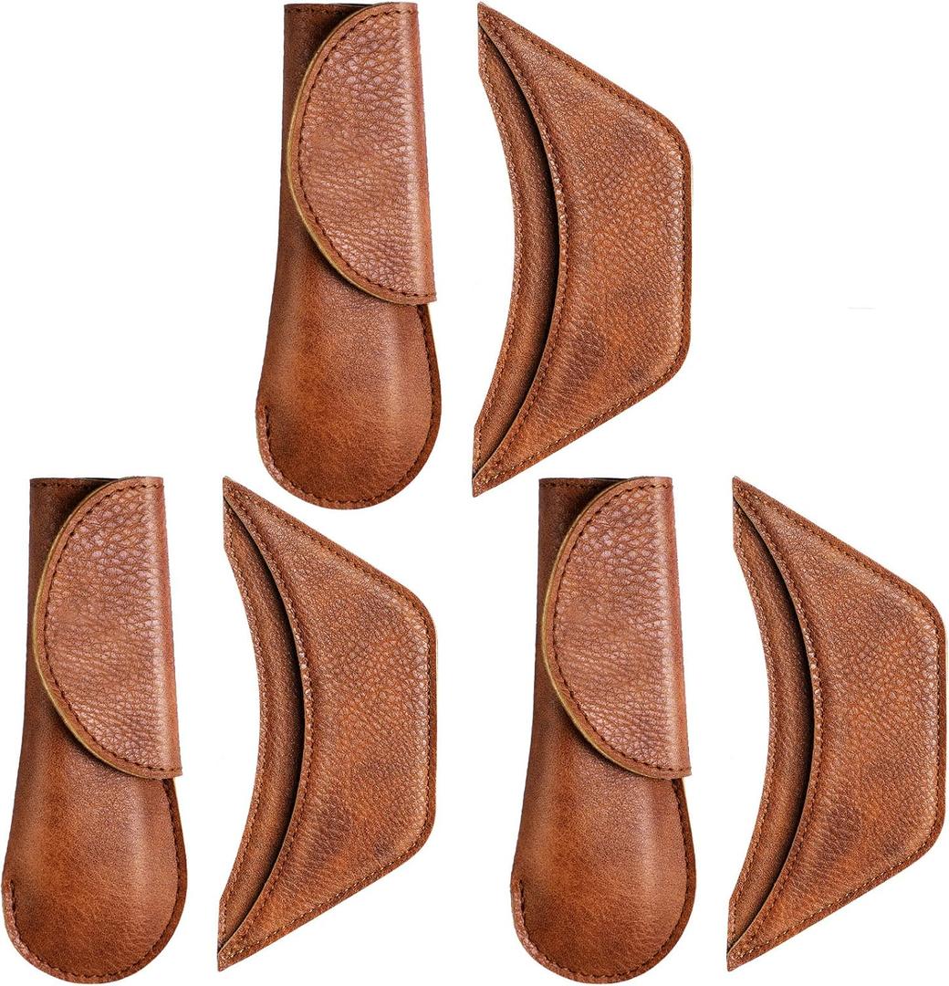 6 Pieces Cast Iron Handle Cover Handmade Thick Skillet Handle Cover Full Grain Frying Pan Sleeve Rustic PU Leather Hot Holder Double Layered Leather Assist Grip for Kitchen