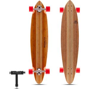 Magneto Longboards Bamboo Longboards for Cruising, Carving, Free-Style, Downhill and Dancing (Bamboo Drop & Fiberglass Through Longboard) (Hana Pintail)