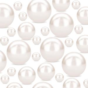 280Pcs Beads Faux Pearls Vase Filler for Centerpieces, Cream 8/14/18mm No Hole Pearls for Vase, Beads for Wedding Makeup Party Home Birthday Table Decor Decoration