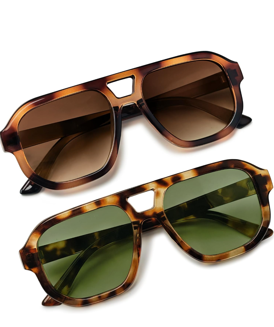 livho Trendy Polarized Square Aviator Sunglasses Women Men Square Eyewear Frame, Retro Sun Glasses for Women Men 2025 Shades