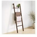 Blanket Ladder with Top Shelf, 5-Tier Wood 64” Decorative Ladder for Living Room Throws, Bedroom Quilt, Bathroom Towel & Toiletry Storage, Home Decor Stand (Deep Brown)