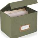 ZICOTO Beautiful Linen Recipe Box - Fits 4x6 inch Recipe Cards to Organize Up to 250 Recipes - Sturdy Card Holder and Great Gift for Any Kitchen - Cards Not Incl