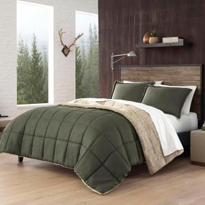 Eddie Bauer - King Comforter Set, Microsuede Bedding with Soft Sherpa Reverse, 3 Piece Bed Set with Matching Pillowcases (Sherwood Green)