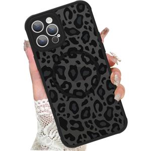 KANGHAR Case for iPhone 12 Pro Max Phone Case [Compatible with Magsafe] Leopard Printed Pattern Cute Cheetah Protective Magnetic Case for Girls Women Men 6.7"
