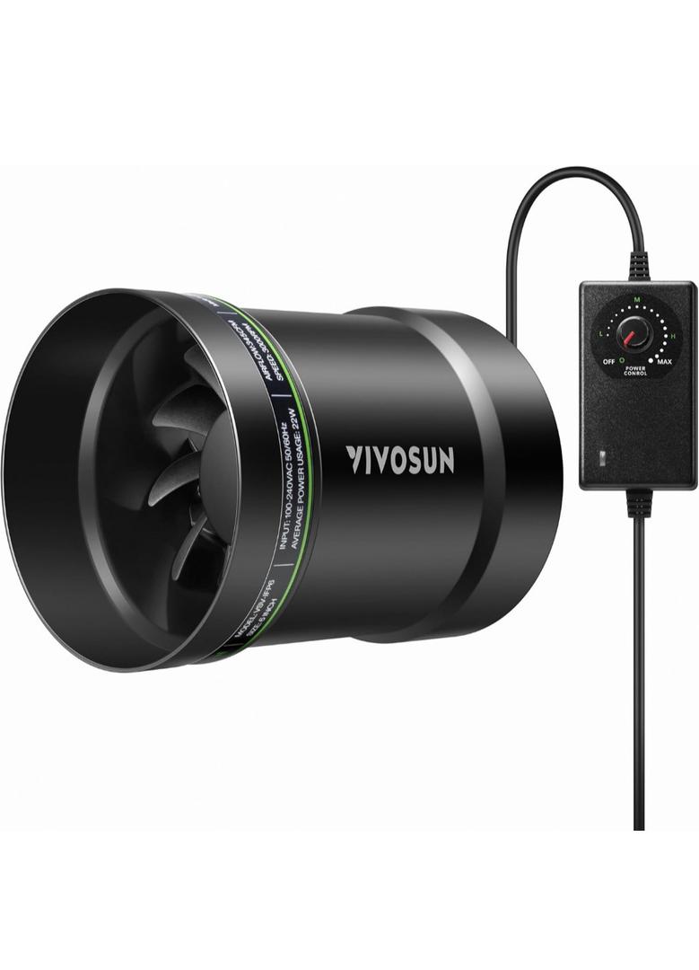 VIVOSUN 6” Inline Booster Duct Fan with Speed Regulator, 345 CFM Quiet Exhaust Fan for HVAC Ventilation in Grow Tents, Basements, Bathrooms, Kitchens, and Attics
