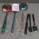 Silicone Cooking Utensils Set, 9Pcs Kitchen Utensil Set with Stainless Steel Handle, Heat-Resistant Silicone Utensils for Cooking, Non-Stick Spatula Set with Spoons, Turners, Ladle (Rainbow)