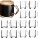 QAPPDA Glass Mugs 12 oz, Clear Coffee Mugs With Handle 350ml,Tea Mug Water Mug Beer Glasses With Handle,Glass Drinkware For Beverage,Juice,Latte Cups Cappuccino Mugs Water Cup 12pack