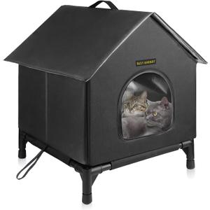 Rest-Eazzzy Cat House for Indoor and Outdoor Cats in Summer, Waterproof, Fully Insulated Shelter for Stray and Feral Cats, Great for Cat Houses for Outdoor and Cat Beds for Indoor Cats(Black, Medium)