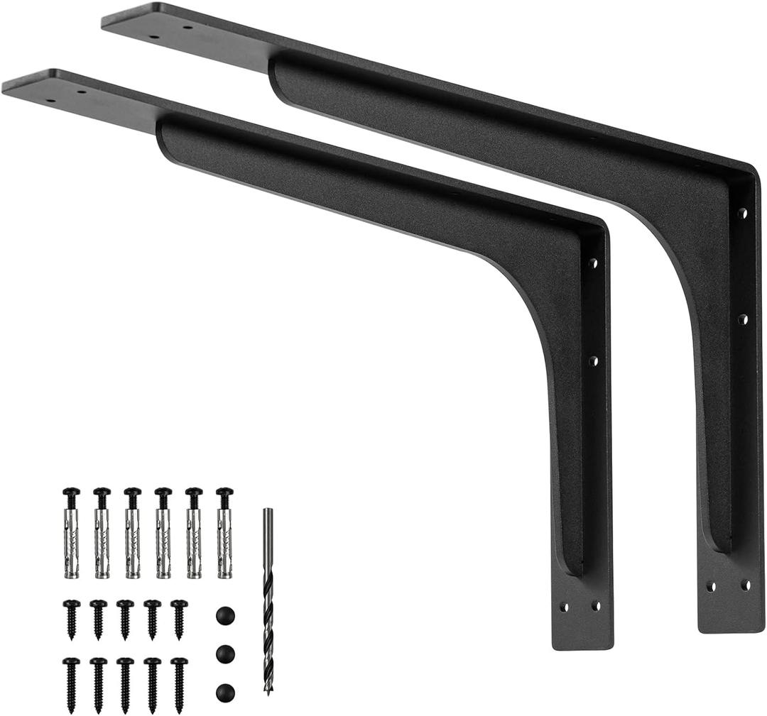 30 INCH x 18 INCH Shelf Brackets,L Shelf Brackets,Vertical Angle, Premium Alloy Metal Heavy Duty Shelf Bracket, high Strength Mounting Hardware Included, Corner Brace Joint,Pack of 2.