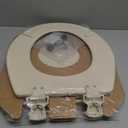 Bemis 500EC Durable Wood Toilet Seat with Easy Clean Hinges, Made in USA, Round, Almond