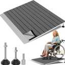 Threshold Ramps for Wheelchairs, Adjustable Height 3"6.2" and 30"36" Platform Aluminum Wheelchair Ramp, Door Threshold Ramps with a Non-Slip Thick Door Mat for Scooters, Power Chairs, Cart