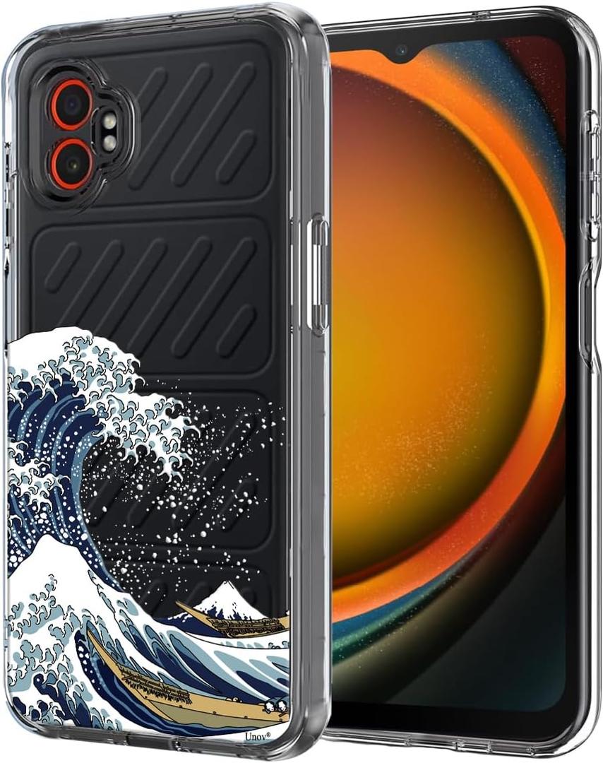 Unov Case Designed for Galaxy XCover7 Pro 5G, Crystal Clear Phone Case with [Anti-Slip Embossed Pattern], Shockproof Slim Protective [Anti-Yellowing TPU] Back Cover, Great Wave
