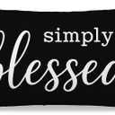 Throw Pillow Cover 12x20 for Sofa Couch or Bed, Black and White Simply Blessed Lumbar Decorative Cushion Case, Fall Winter Bedroom Decor and Modern Faith-Inspired Accent
