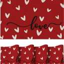 Artoid Mode Red Love Vinyl Valentine's Day Placemats Set of 4, 12x18 Inch Wipeable Non-Slip PVC Place Mats for Party Kitchen Dining Decor