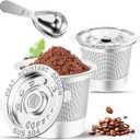 2 Pack Reusable K Cups Coffee Pods for Keurig Single Hole Machine: All Stainless Steel Refillable K Cups - Reusable Coffee Filters for Keurig, SUS 304, BPA-Free, Heat Resistant Handles, Scoop