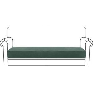 MAXIJIN Velvet Stretch Couch Cushion Covers Soft Sofa Cushion Cover Replacement Sofa Seat Cushion Slipcovers Furniture Protector with Elastic Bottom (1 Piece Sofa Cushion Cover, Pea Green) (Large)