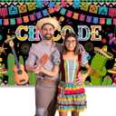 2 x Cinco De Mayo Banner Backdrop 5.9x3.6Ft Colorful Flags Mexican Fiesta Backdrop Guitar Cactus Cinco De Mayo Banner Decorations Fiesta Mexican Party Decorations Photo Props 7143inchPolyester