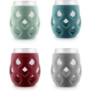 Ello Cru 17oz Stemless Wine Glass Set with Protective Silicone Sleeves, Dishwasher Safe, Cocktail Glass Pack Perfect for Summer Patios and Parties Festive Fun Holiday Gift for Women Men Her Him Ello Cru 17oz Stemless Wine Glass Set with Protective Silicone Sleeves, Dishwasher Safe, Cocktail Glass Pack Perfect for Summer Patios and Parties Festive Fun Holiday Gift for Women Men Her Him