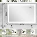 ROLOVE 32x 22 Inch Large Lighted Vanity Mirror with Dimmable 3 Modes, LED Makeup Mirror for Bathroom Dressing Room, Tabletop or Wall-Mounted, White