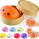 Dumpling Squishy Toys, Gaint Dumpling Squishy Mystery Box, Colorful Squishies Dumplings Stress Balls Toy, Stocking Stuffers with Food Steamer Stretchy Desk Toy (Orange)