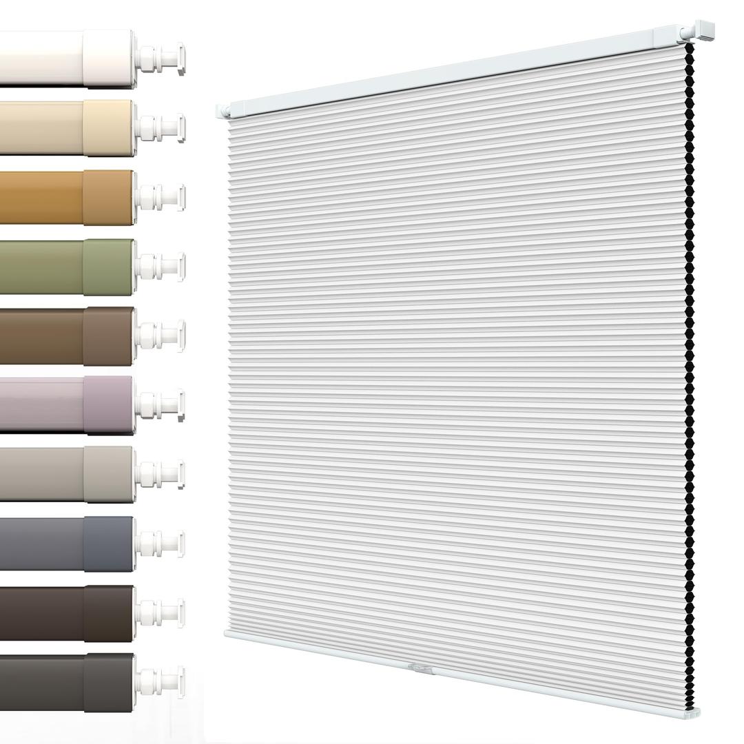 SLKWDOBD No Drill Cellular Shades for Indoor Window, Cordless No Tool Honecomb Blinds with Blackout, Thermal Insulated Noise Reduction, Easy Install for Home, Office, White, 30" W x 48" H