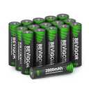 BEVIGOR AA Rechargeable Batteries 16 Pack, 2800 mAh High Capacity and Low Self Discharge, 1.2V Ni-MH Double AA Rechargeable Batteries