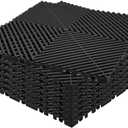 24 Pack 16"x 16"Interlocking Garage Floor Tiles,Modular Drainage Floor Mat,Non-Slip Splicing Interlocking Drainage Mats Floor Tile for Garage Car Wash Basement,etc(Black) (24 PCS)