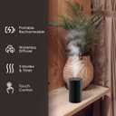 Waterless Essential Oil Diffuser, Battery Powered Mini Scent Air Machine, Aromatherapy Mist Diffuser for Home Room Car Office (Black Aluminum Alloy)