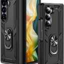 Heavy Duty Case for Samsung Galaxy Z Fold 6 5G Phone Case Military Grade Shockproof Rugged Protective Cover for Samsung Z Fold 6 with Metal Ring Magnetic Kickstand (Black)