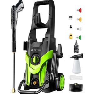 2025Upgraded Electric Pressure Washer, 4300 PSI 2.8 GPM Power Washer 58FT Total Long with 4 Quick Connect Nozzles, Inlet Hose & Filter& Foam Cannon for Cars/Fences/Driveways/Home Cleaning (GREEN)