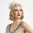 REEWES Long 1920s Wig Finger Wave Wig 613 Curly Short Wig Vintage Wigs for Women Lady Synthetic Heat Resistant Full Wigs Cosplay Costume Fancy Dress With Wig Cap (Blonde (Long))