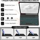 Keyboard Case for Samsung Galaxy Tab S11 SM-X730, SM-X736, SM-X736B - 7 Colors Backlit Keyboard Cover and Mouse (Black)