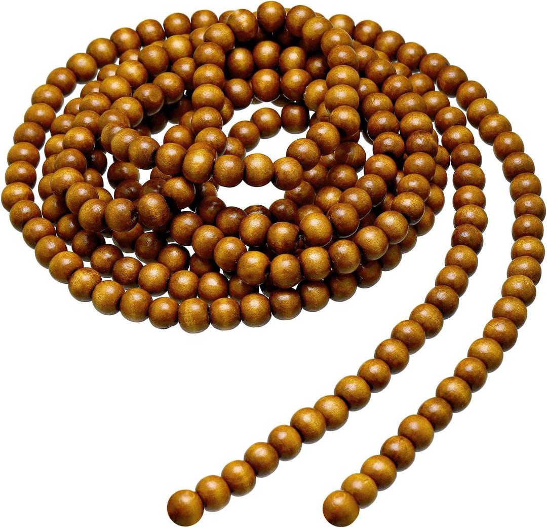 Christmas Wooden Bead Garland Wood Bead Garland Christmas Tree Decorations for Holiday Favors, 12 Feet(Brown)