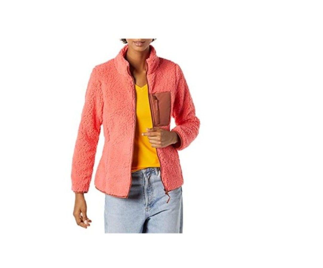 Essentials Women's Sherpa Long-Sleeve Mock Neck Full-Zip Jacket with Woven Trim XXL, XXL, M, 3 Pack