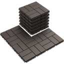 Plastic Interlocking Deck Tiles, 9 Pack Outdoor Patio Flooring, 12"x12" Interlocking Decking Tile Outdoor All Weather Use, Waterproof Patio Pavers for Pool Balcony Backyard Porch, Dark Grey