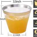 I00000 200 Pack Gold Plastic Cups, 9 Oz Elegant Clear Plastic Cups Gold Rimmed Disposable Wine Glasses Fancy Disposable Party Cup Wedding Cup Drinking Tumblers Cocktail Glasses Perfect for Party, 200 Count