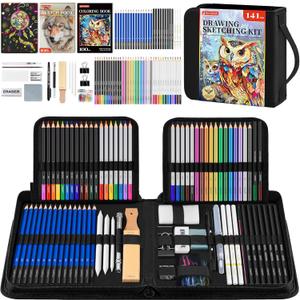 141 PCS Art Supplies Sketching Kit Pro Max, Drawing Pencils with Sketchbook, Coloring Book, Colored Graphite Charcoal Watercolor & Metallic Pencils, Drawing Supplies Gifts for Artists Adults Kids