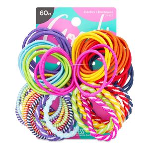 Goody Kids Ouchless Hair Elastics No Pull, No Breakage, Tangle-Free Hold for Fine Hair 60 Count, Assorted Colors, Long-Lasting Ponytail Holders for Girls & Boys