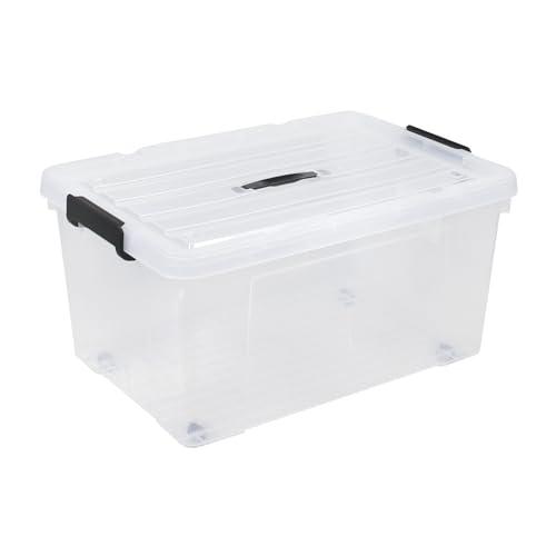 SHUNYILONG 2 Packs 105 Quarts Heavy Duty Storage Bins with Lids Wheels, Plastic Storage Containers - Locking Lid, Stackable Clear Bins for Garage/Closet, Crush-Proof Design