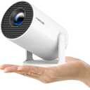 2025 Upgraded HY300PRO Mini Projector with WiFi and Bluetooth, Portable Projector 4K Support, Auto Keystone, 180 Degree Rotation, Smart Proyector for Home Outdoor Android 11 (White)