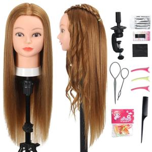 Mannequin Head with 80% Human Hair - Straight, 26"-28" Doll Head for Cosmetology & Hairdresser (#27 Light Brown)
