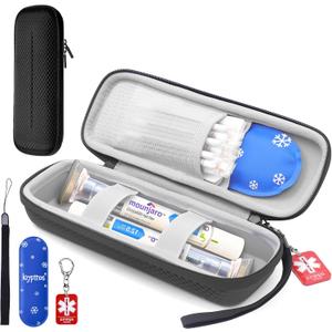 Krypthos Portable EpiPen Carry Case, Emergency Medical Bag for Zepbound or Mounjaro Injector Pens or Asthma Inhaler, Diabetes Travel Case and More for Travel Sports and Home Storage (Black)