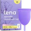 Lena Menstrual Cup Original - Soft Reusable Medical-Grade Silicone Period Cups for Women Heavy Flow, Comfortable 12-Hour Leak-Free Protection, Beginner-Friendly Feminine Care - Large, Purple