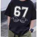 RoseSeek Boy's Number Graphic Tees Crew Neck Short Sleeve T Shirts Casual Tops Streetwear Black 4Y (Black)