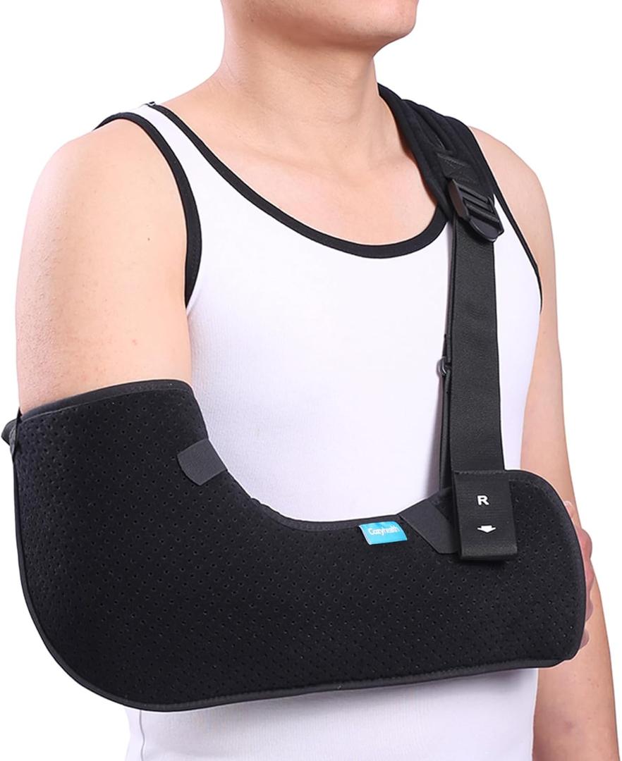 Cozyhealth Arm Sling Shoulder Injury Immobilizer Rotator Cuff Support Brace for Sleeping, Comfortable Medical Sling Arm for Shoulder Injury, Left and Right Arm for Men and Women (Small) Black